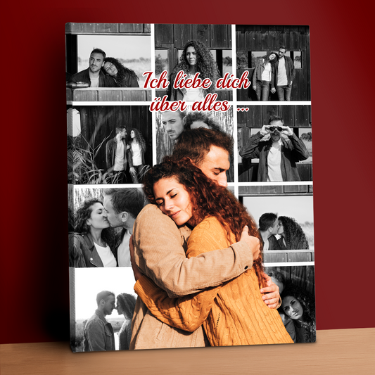 Ich liebe dich über alles – Fotocollage auf Leinwand für Paare
