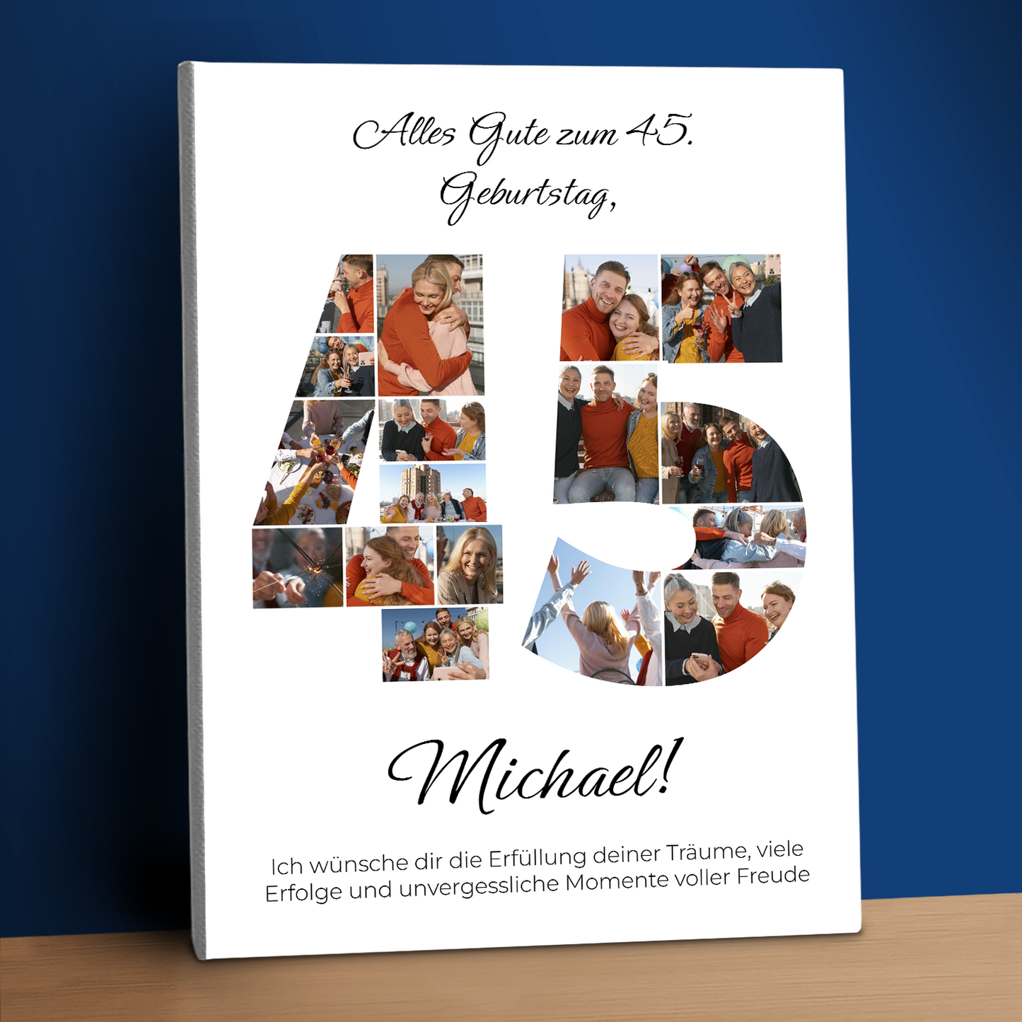 Zum 45. Geburtstag – Fotocollage auf Leinwand für ihn