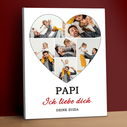 Collage mit Herz und Text – personalisierter Leinwanddruck