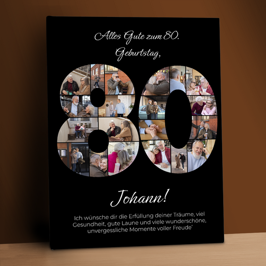 Alles Gute zum 80. Geburtstag – eine Collage auf Leinwand für ihn