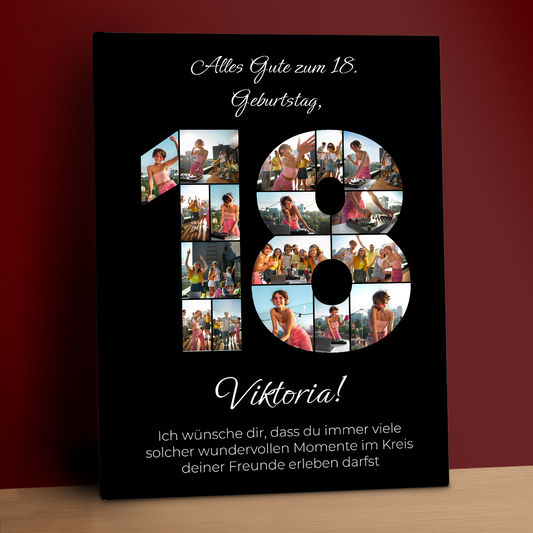 Zum 18. Geburtstag – Fotocollage auf Leinwand für sie