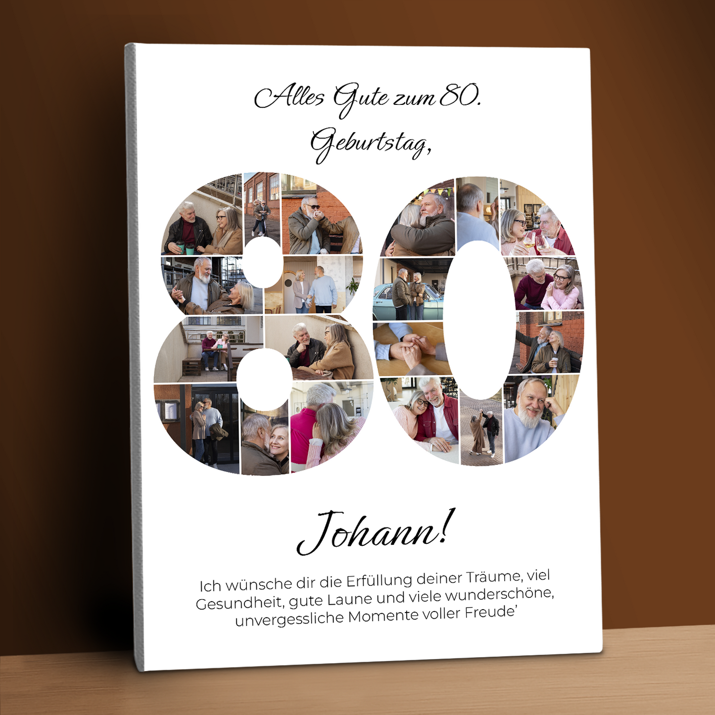 Träume werden wahr zum 80. Geburtstag – Collage auf Leinwand für einen Mann