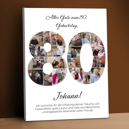 Träume werden wahr zum 80. Geburtstag – Collage auf Leinwand für einen Mann