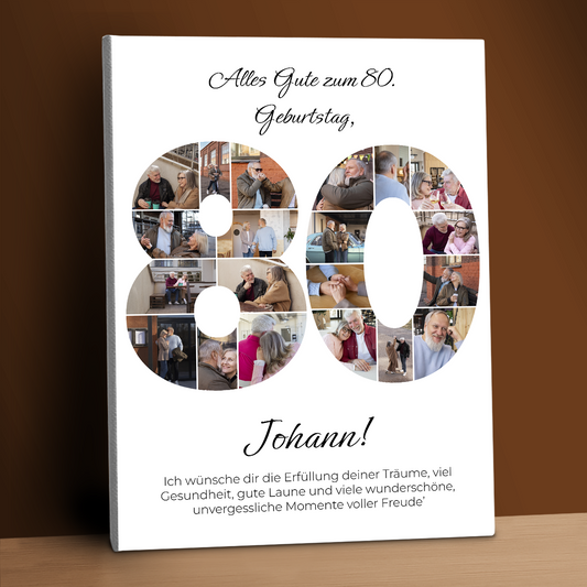 Träume werden wahr zum 80. Geburtstag – Collage auf Leinwand für einen Mann