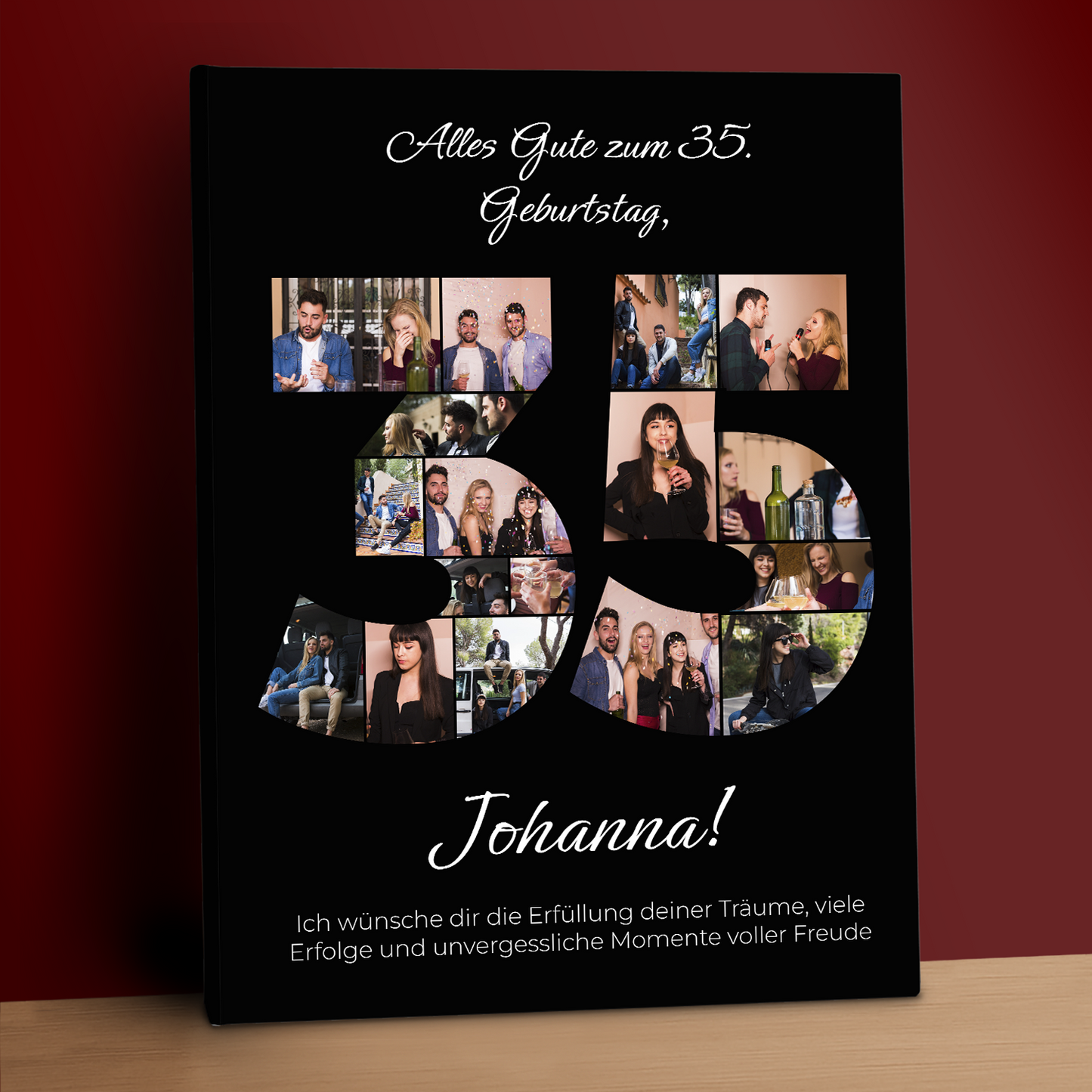 Zum 35. Geburtstag – Fotocollage auf Leinwand für eine Freundin