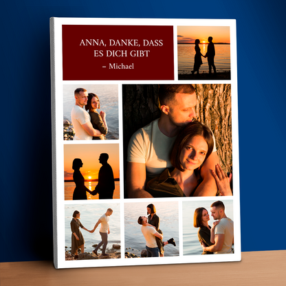 Danke, dass es dich gibt – Fotocollage auf Leinwand für sie