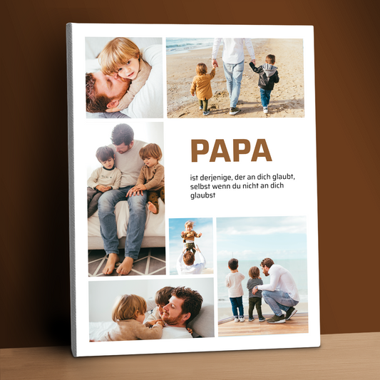 Collage aus 6 Fotos + Zitat – personalisierter Leinwanddruck