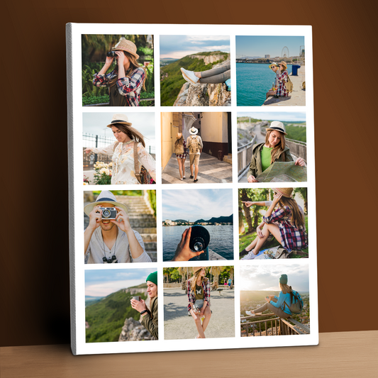 Geburtstags-Fotocollage mit 12 Fotos - Leinwandcollage für Frau