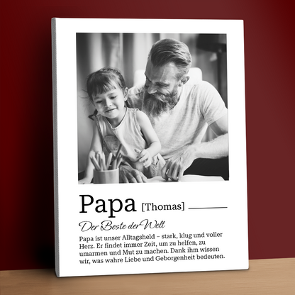 Papa wie ein Held – personalisierter Leinwanddruck