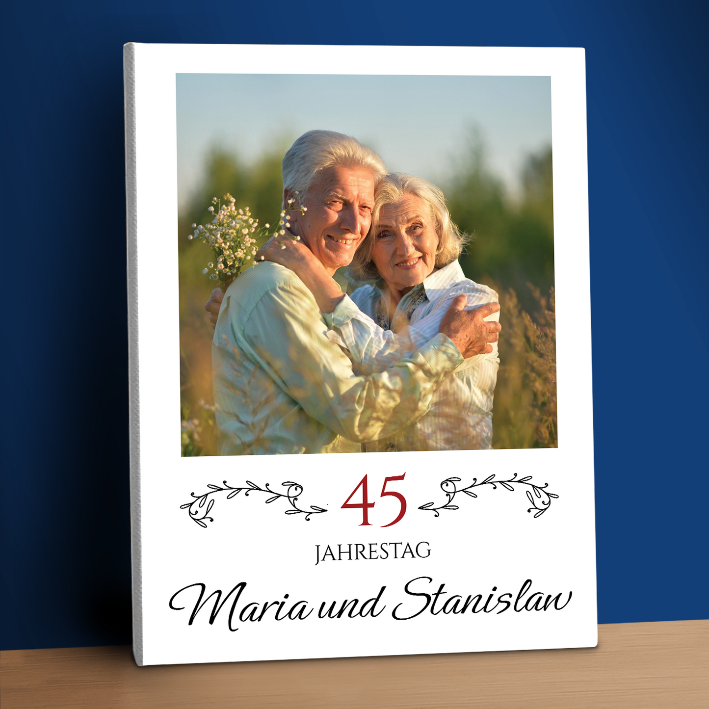 Zum 45. Hochzeitstag – personalisierter Leinwanddruck