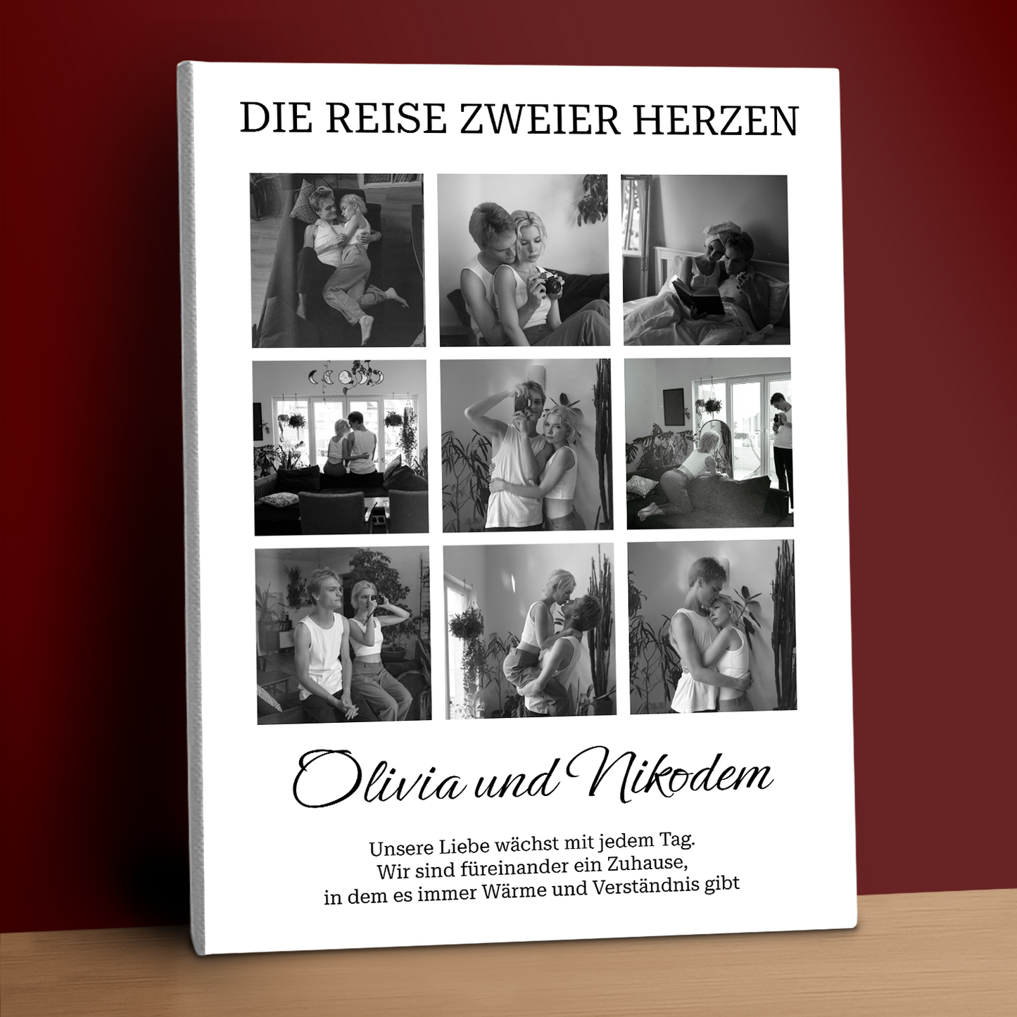 Die Reise zweier Herzen – personalisierter Leinwanddruck