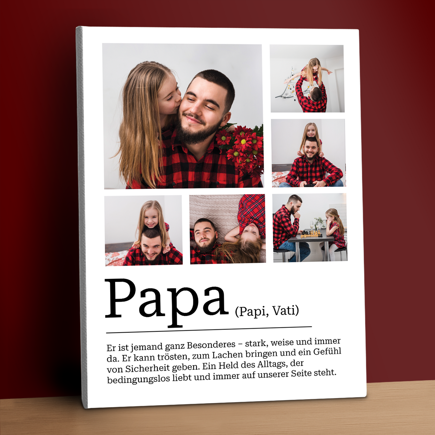 Definition des Wortes „Papa“ – personalisierter Leinwanddruck