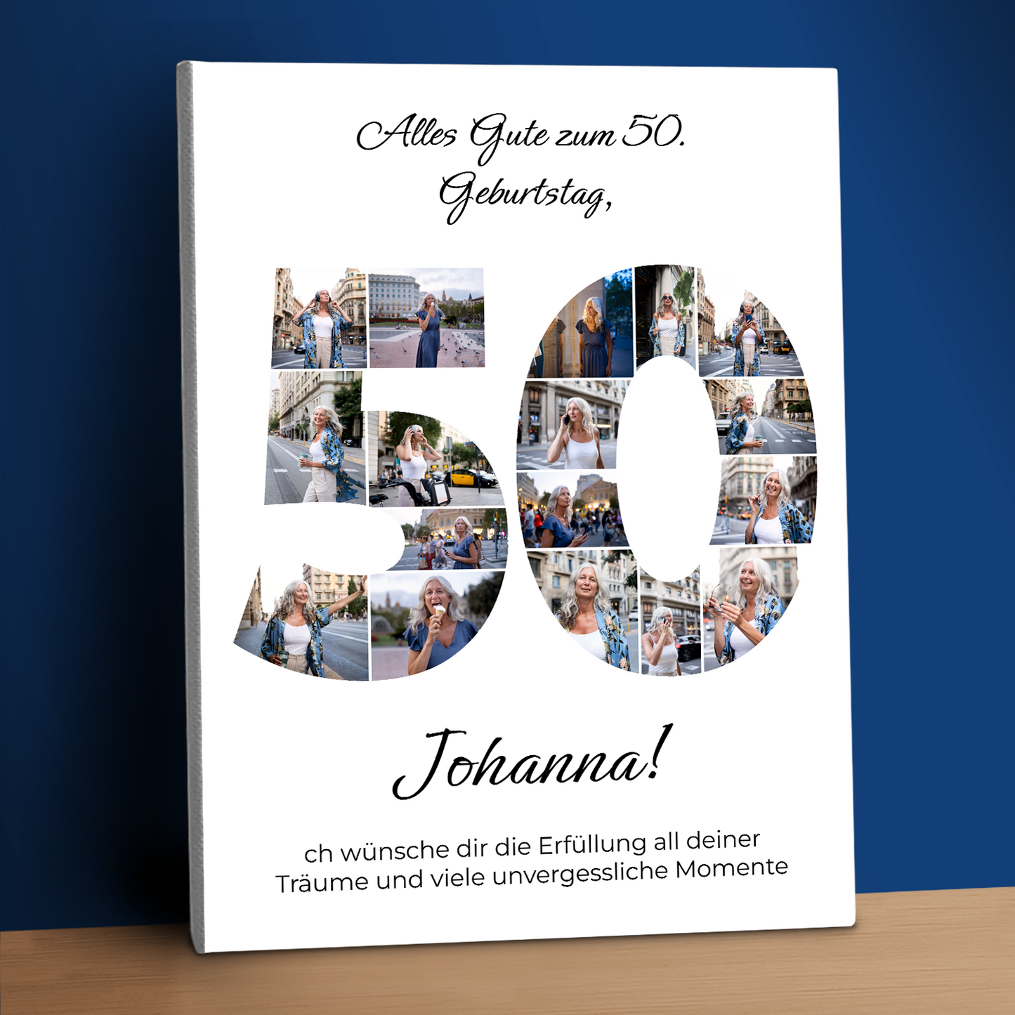 Alles Gute zum 50. – personalisierter Leinwanddruck für sie