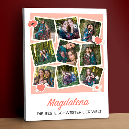 Beste Schwester – Fotocollage auf Leinwand für deine Schwester