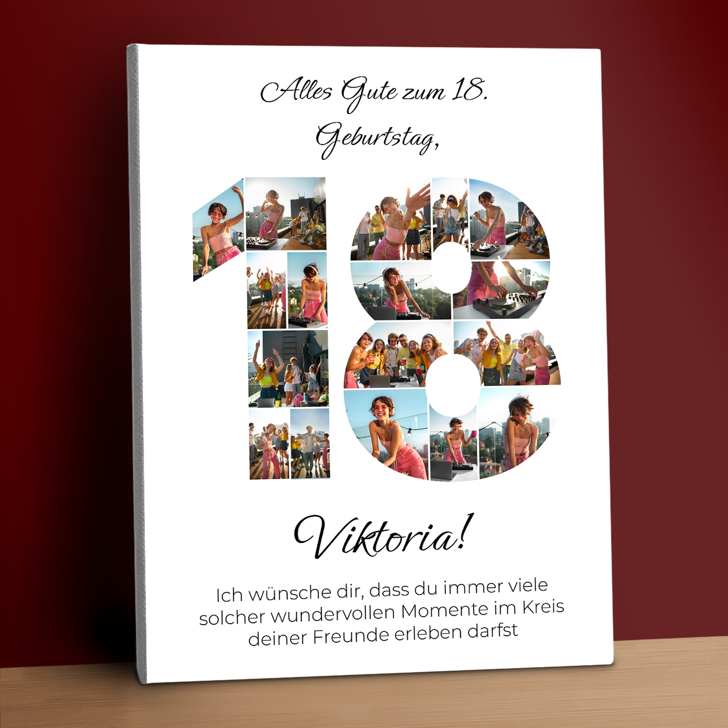 Alles Gute zum 18. Geburtstag – personalisierter Leinwanddruck für eine Freundin