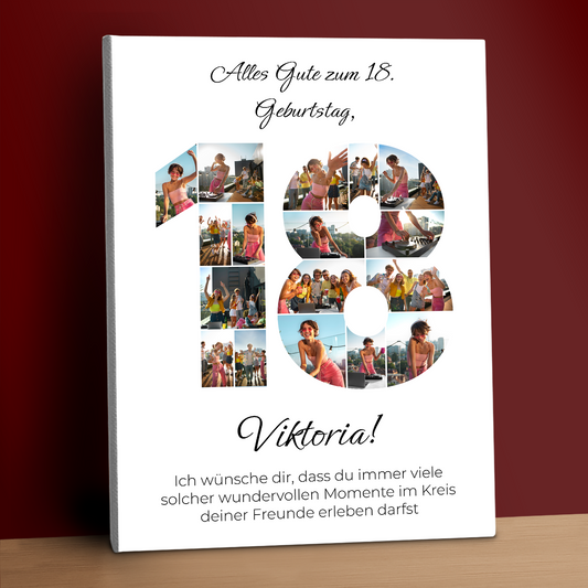 Alles Gute zum 18. Geburtstag – personalisierter Leinwanddruck für eine Freundin