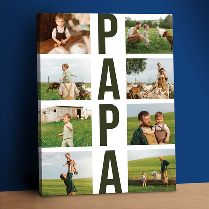 Fotocollage „Papa“ – personalisierter Leinwanddruck