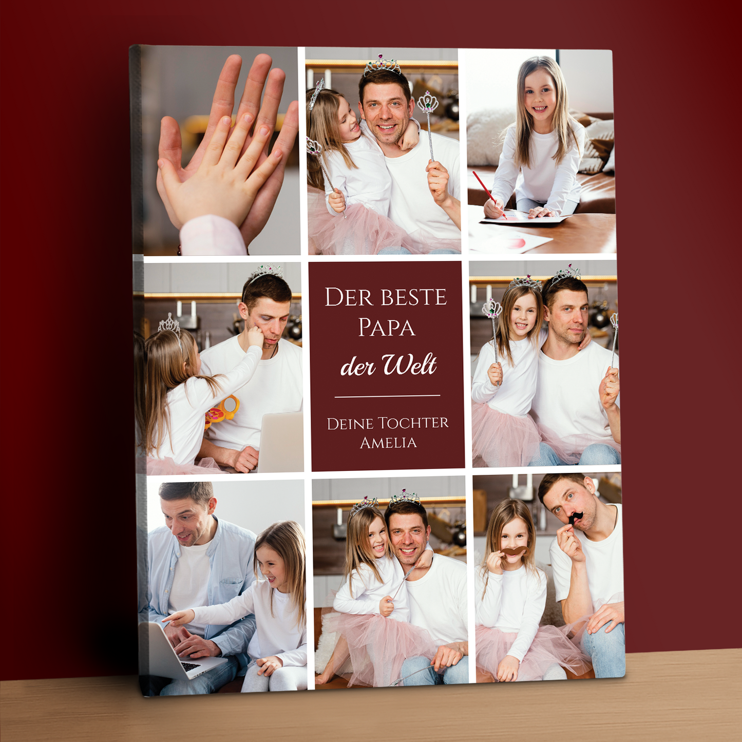 Fotocollage des besten Vaters der Welt – personalisierter Leinwanddruck