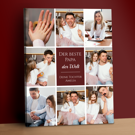 Fotocollage des besten Vaters der Welt – personalisierter Leinwanddruck