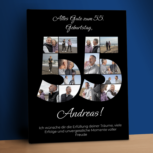 Zum 55. Geburtstag – eine Collage auf Leinwand für ihn