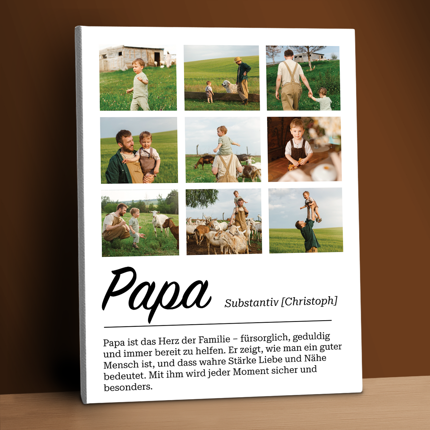 Papa ist das Herz der Familie – personalisierter Leinwanddruck