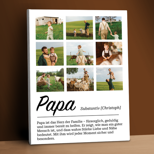 Papa ist das Herz der Familie – personalisierter Leinwanddruck
