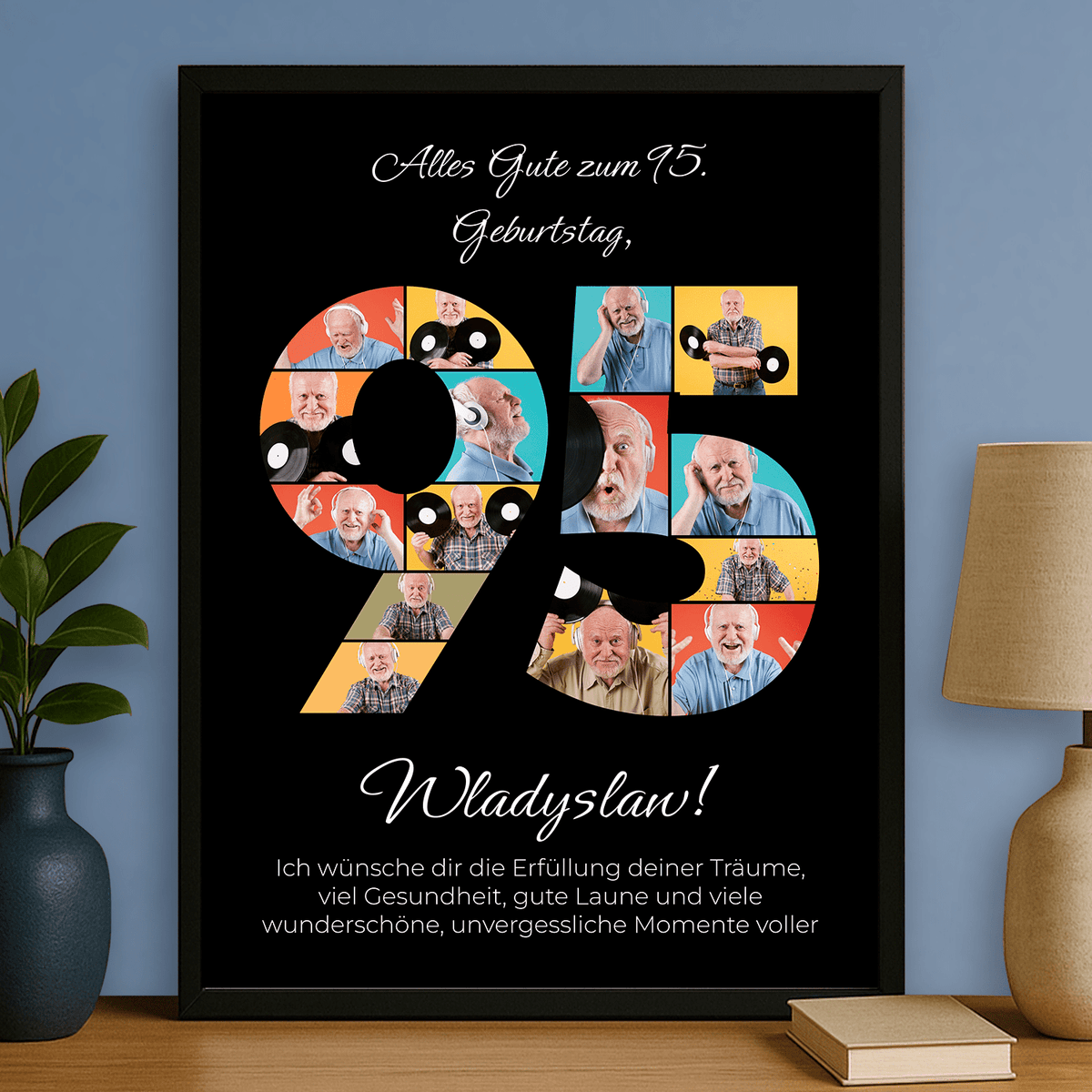 Schöne Erinnerung zum 95. Geburtstag – personalisiertes Poster für einen Mann - Emmygift.de