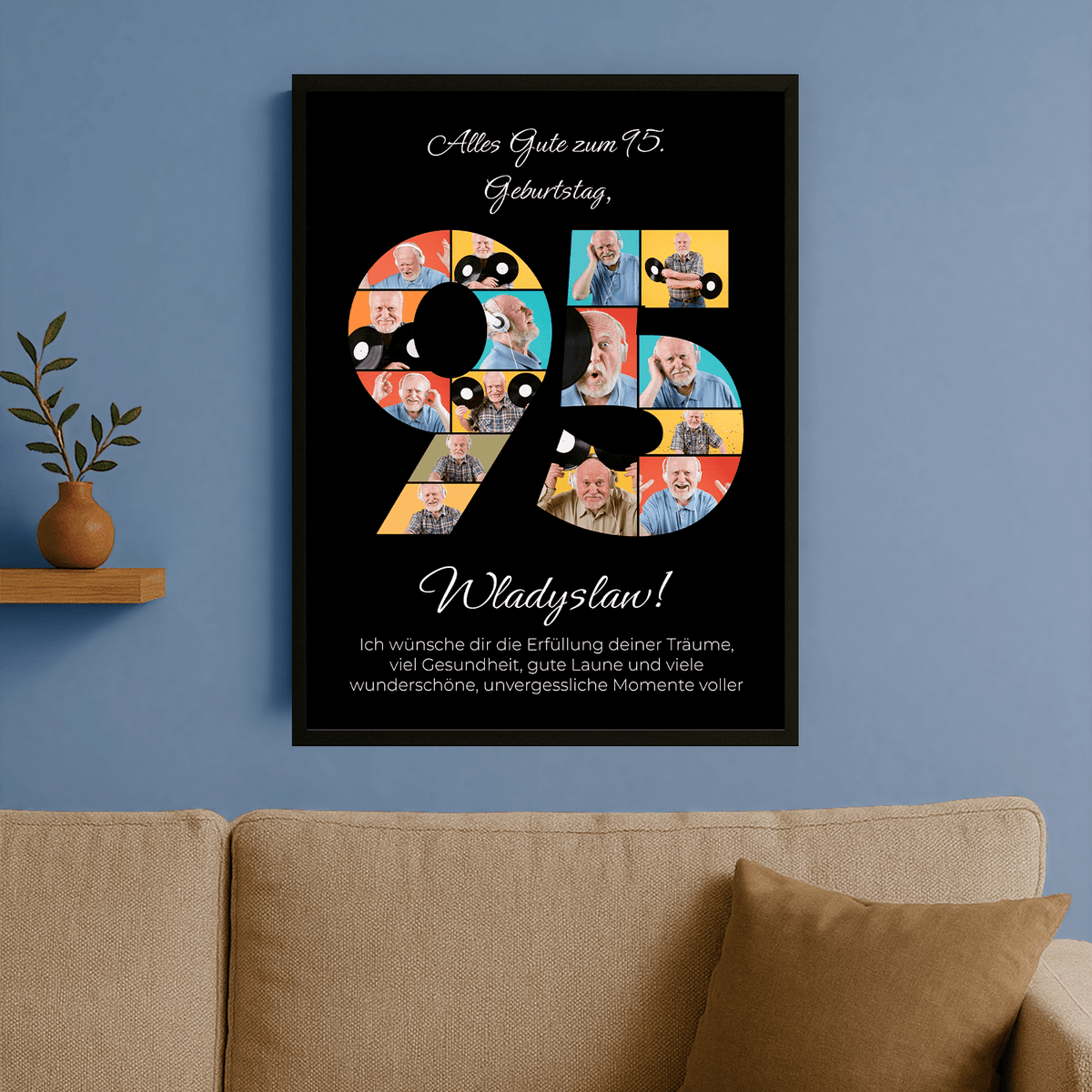 Schöne Erinnerung zum 95. Geburtstag – personalisiertes Poster für einen Mann - Emmygift.de