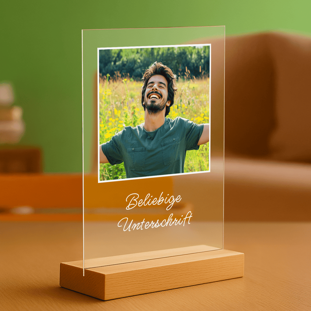 Sein Foto + beliebige Beschriftung – personalisierter Druck auf Glas für ihn - Emmygift.de