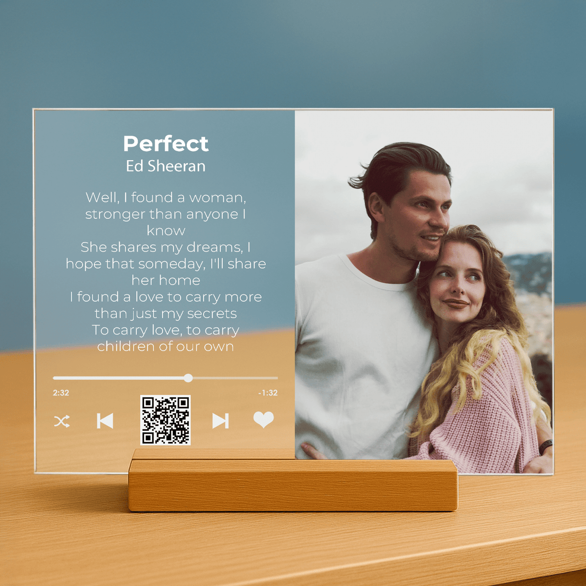 Unser Lied – Foto + Text – personalisierter Druck auf Glas - Emmygift.de