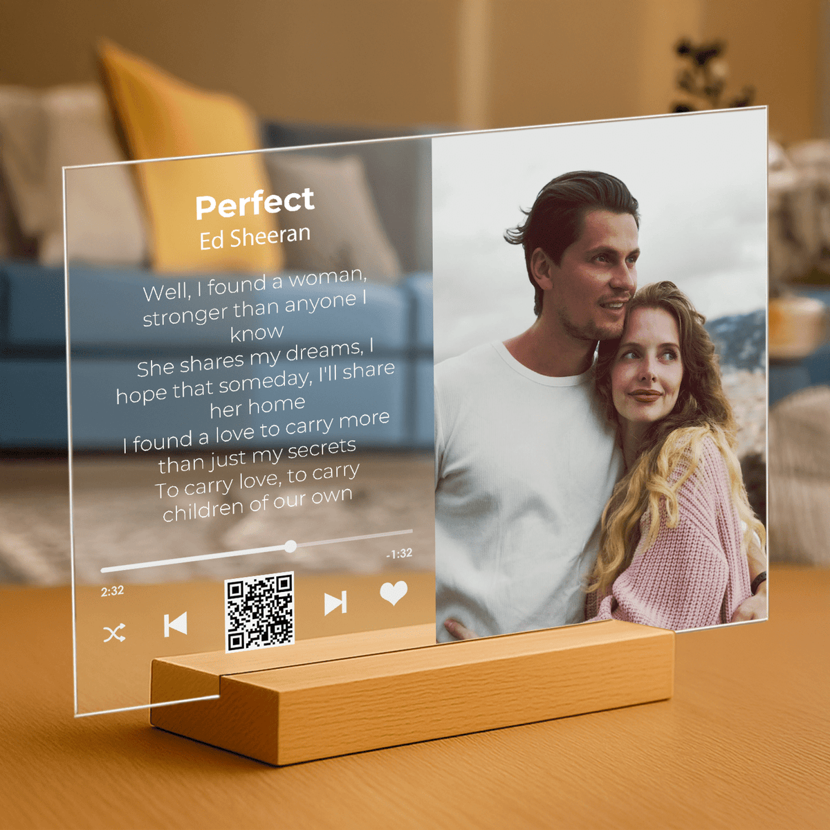 Unser Lied – Foto + Text – personalisierter Druck auf Glas - Emmygift.de