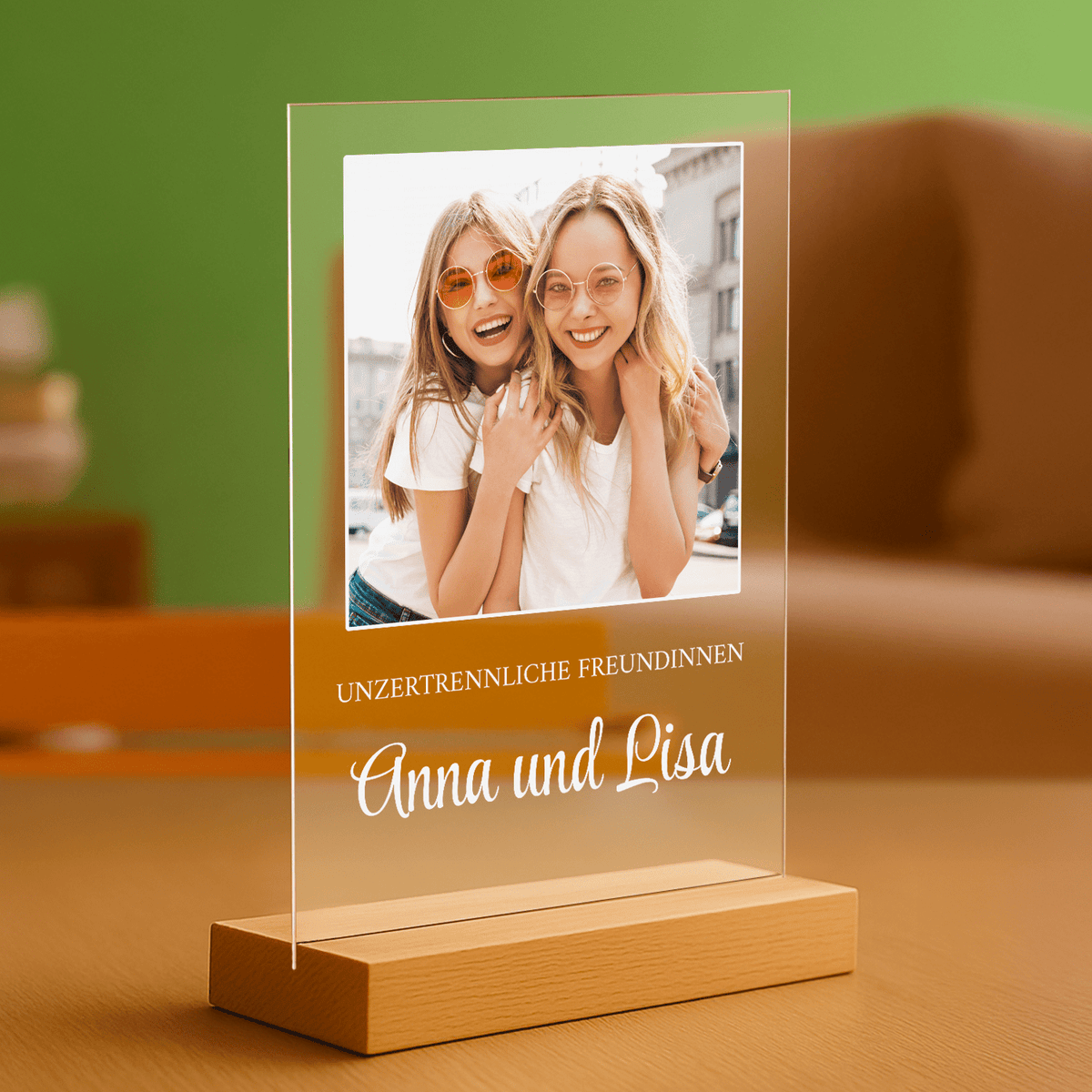 Unzertrennliche Freundinnen – personalisierter Glasdruck für eine Freundin - Emmygift.de