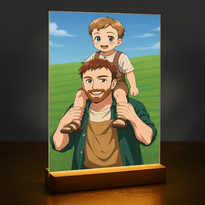 Vater und Sohn im Anime-Stil - Acrylglas Porträt für Papa - Emmygift.de