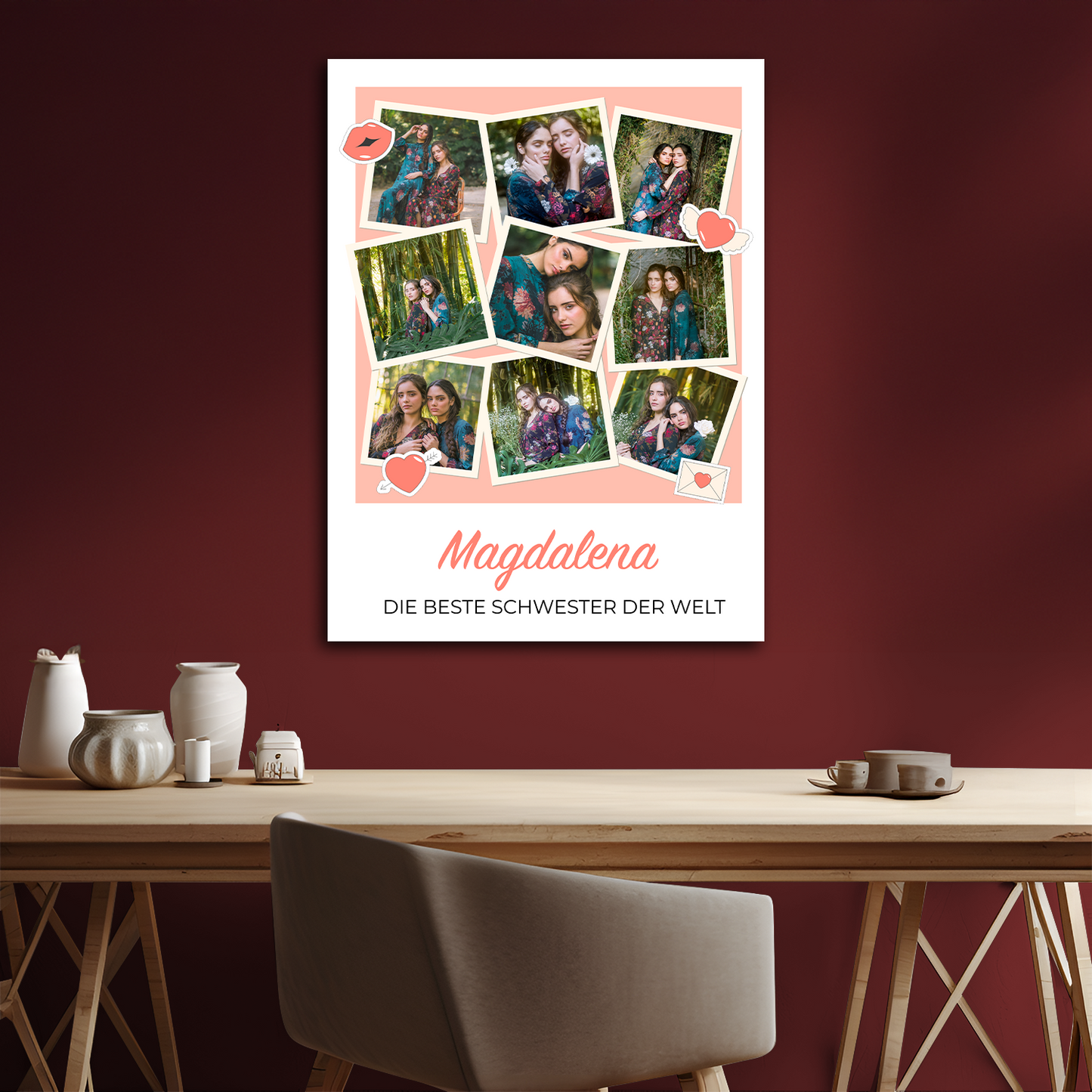 Beste Schwester – Fotocollage auf Leinwand für deine Schwester