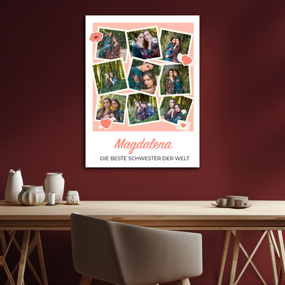 Beste Schwester – Fotocollage auf Leinwand für deine Schwester