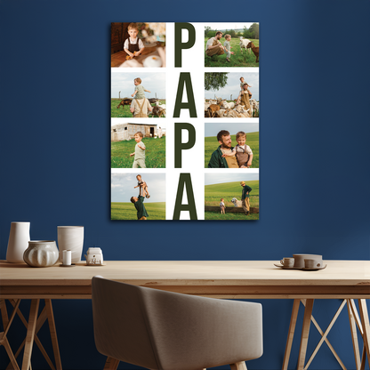 Fotocollage „Papa“ – personalisierter Leinwanddruck