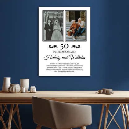 50 Jahre zusammen – personalisierter Leinwanddruck