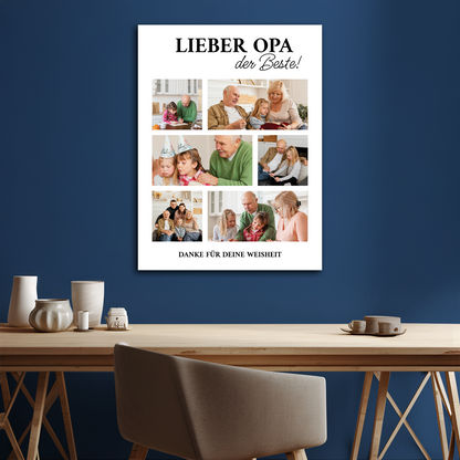 Danke für deine Weisheit – Collage auf Leinwand für den Großvater