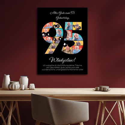 Geburtstagsgrüße zum 95. Geburtstag – eine Collage auf Leinwand für ihn