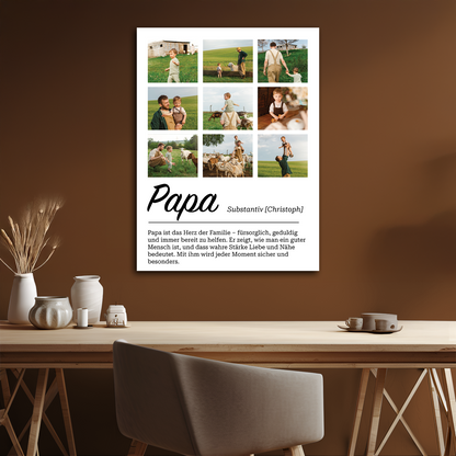 Papa ist das Herz der Familie – personalisierter Leinwanddruck