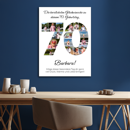 Fotocollage zum 70. Geburtstag – personalisierter Leinwanddruck für die Oma