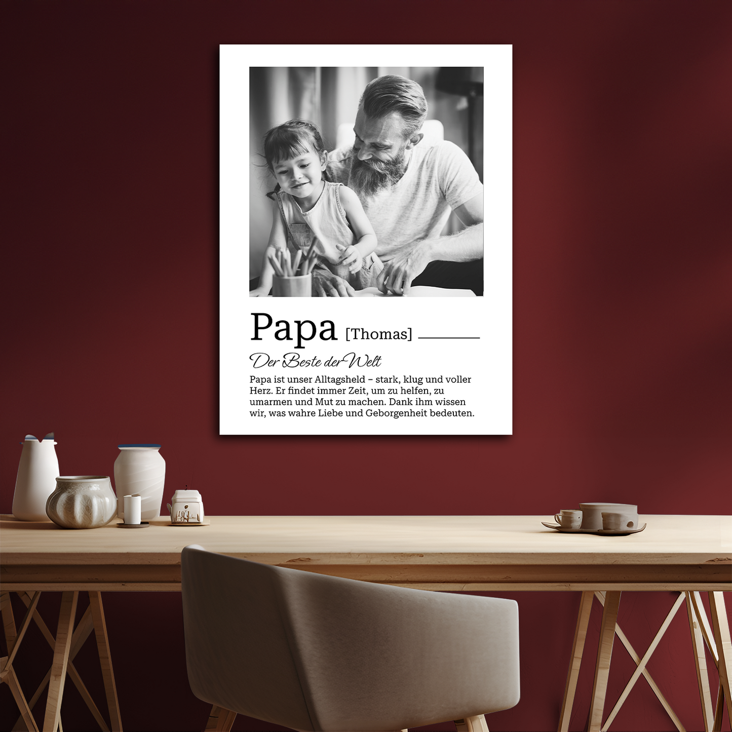 Papa wie ein Held – personalisierter Leinwanddruck
