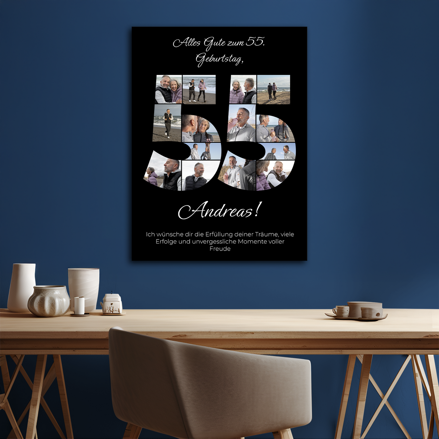 Zum 55. Geburtstag – eine Collage auf Leinwand für ihn