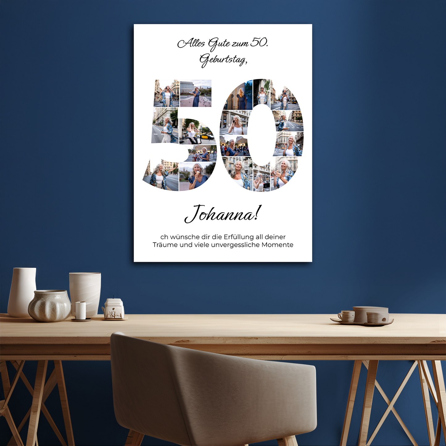 Alles Gute zum 50. – personalisierter Leinwanddruck für sie