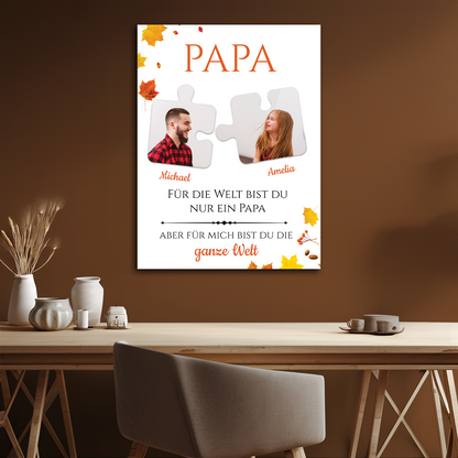 Papa ist meine ganze Welt – personalisierter Leinwanddruck