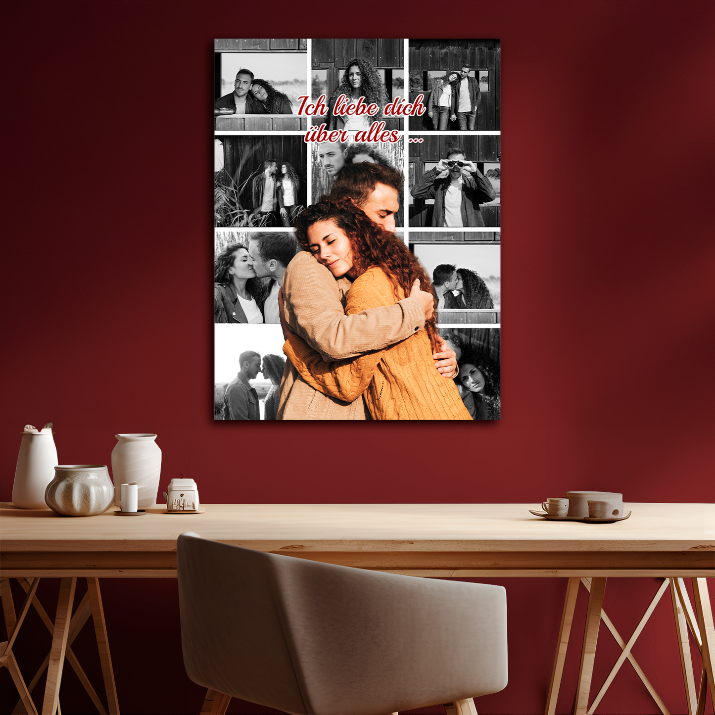 Ich liebe dich über alles – Fotocollage auf Leinwand für Paare