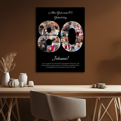 Alles Gute zum 80. Geburtstag – eine Collage auf Leinwand für ihn