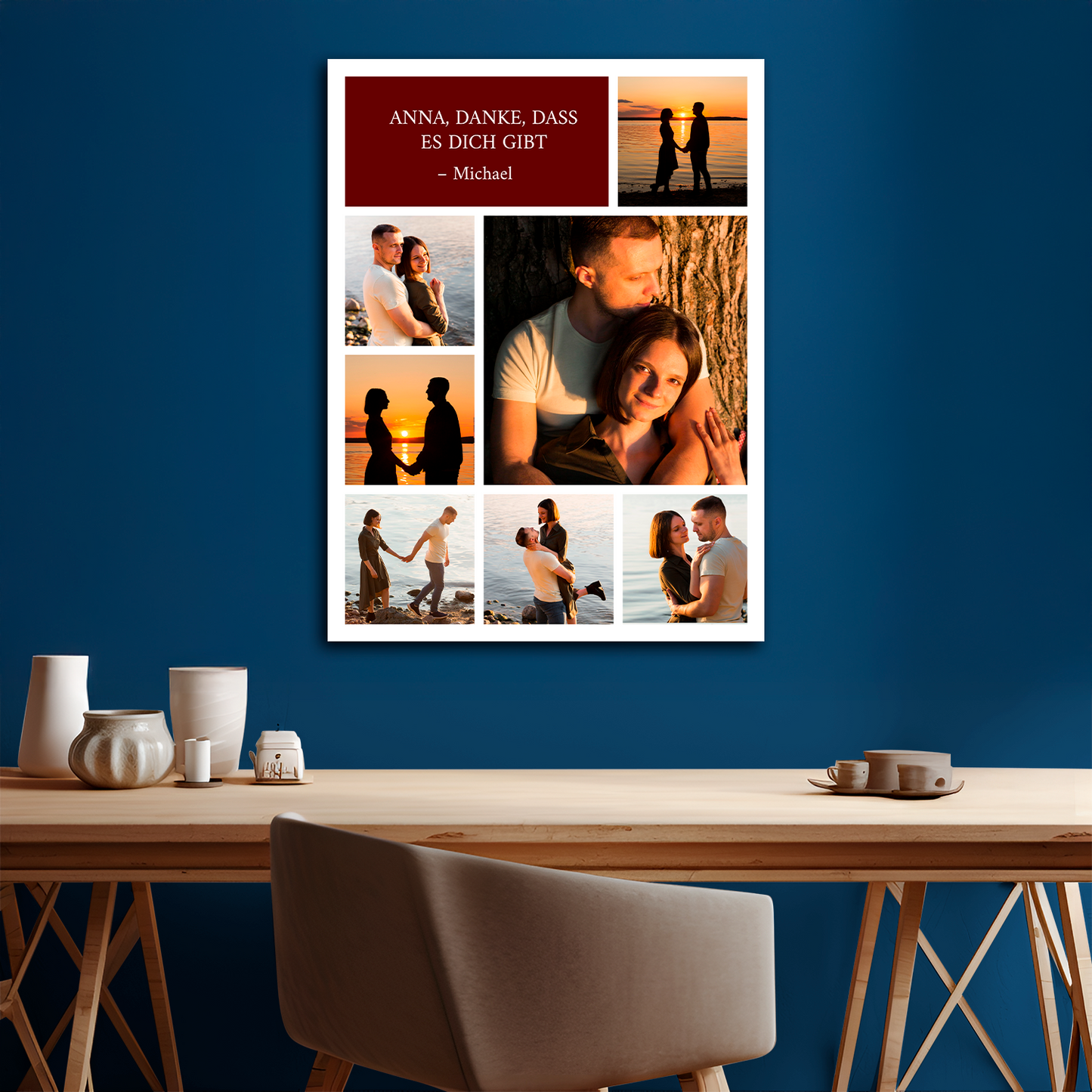 Danke, dass es dich gibt – Fotocollage auf Leinwand für sie