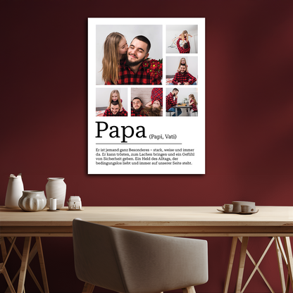 Definition des Wortes „Papa“ – personalisierter Leinwanddruck