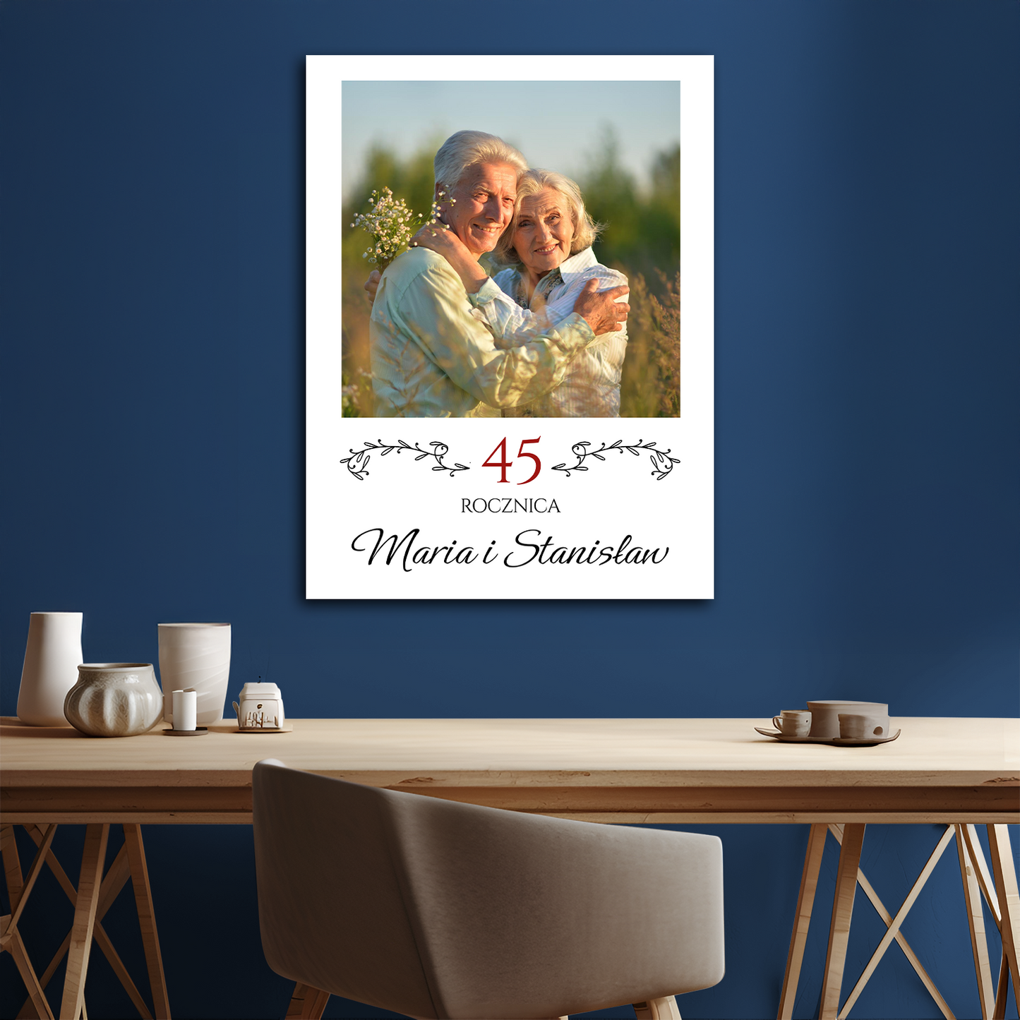 Zum 45. Hochzeitstag – personalisierter Leinwanddruck